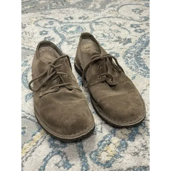 UGG TAN SUEDE OXFORD Dress SHOES Sheepskin Lining Mens 10 - Picture 4 of 9